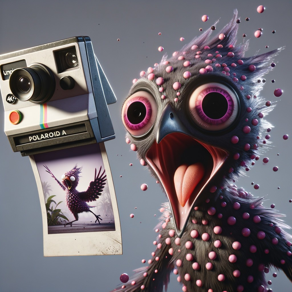 3D Illustration of a Bird with Googly Eyes and Camera