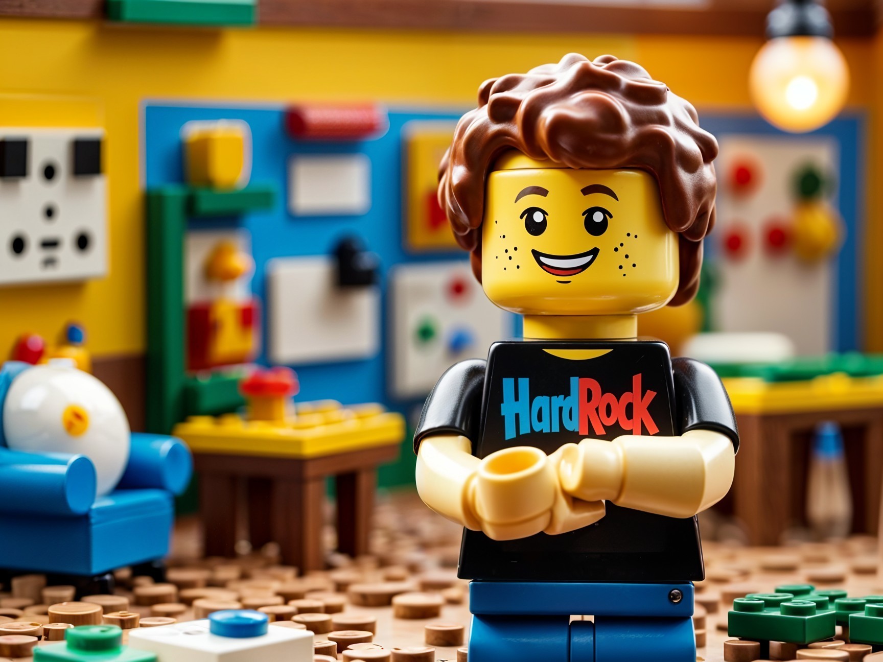 Cheerful LEGO Minifigure in Colorful Playroom Setting