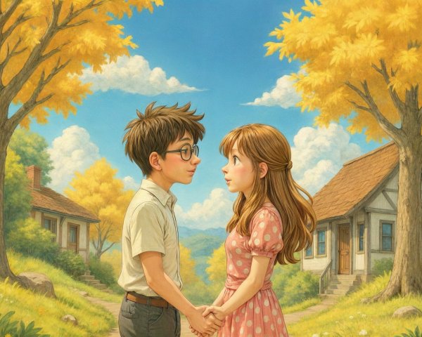 Young couple in autumn setting with vibrant trees