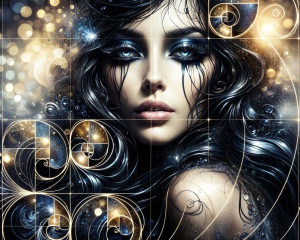 Captivating Female Portrait with Cosmic Elements