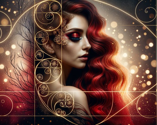 Serene Portrait of a Woman with Red Hair and Makeup