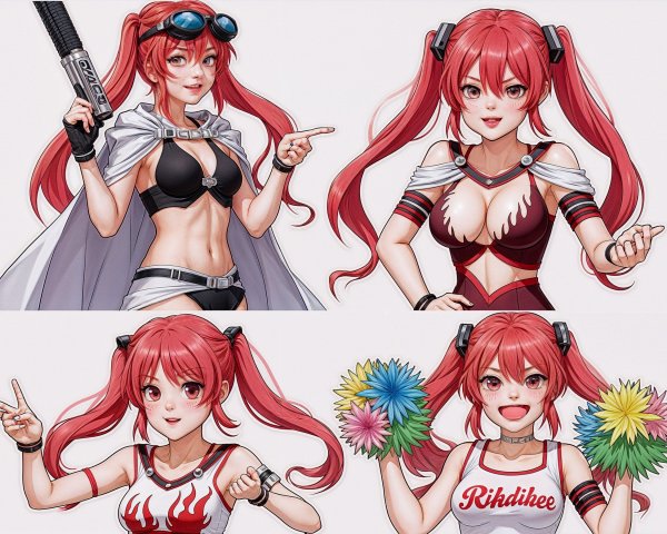 Anime Character with Red Hair and Sporty Outfits