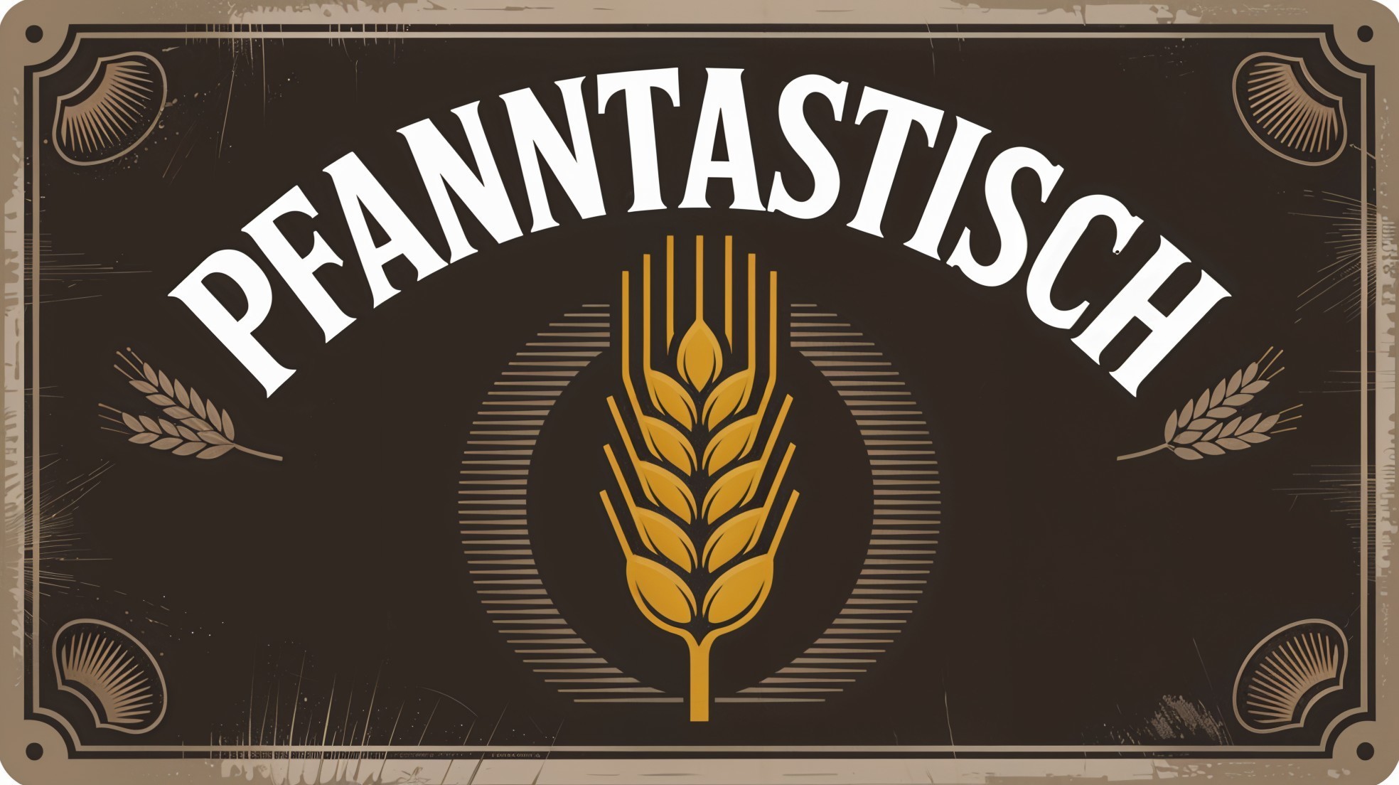 Vintage sign with "PFANNTASTISCH" and wheat graphic
