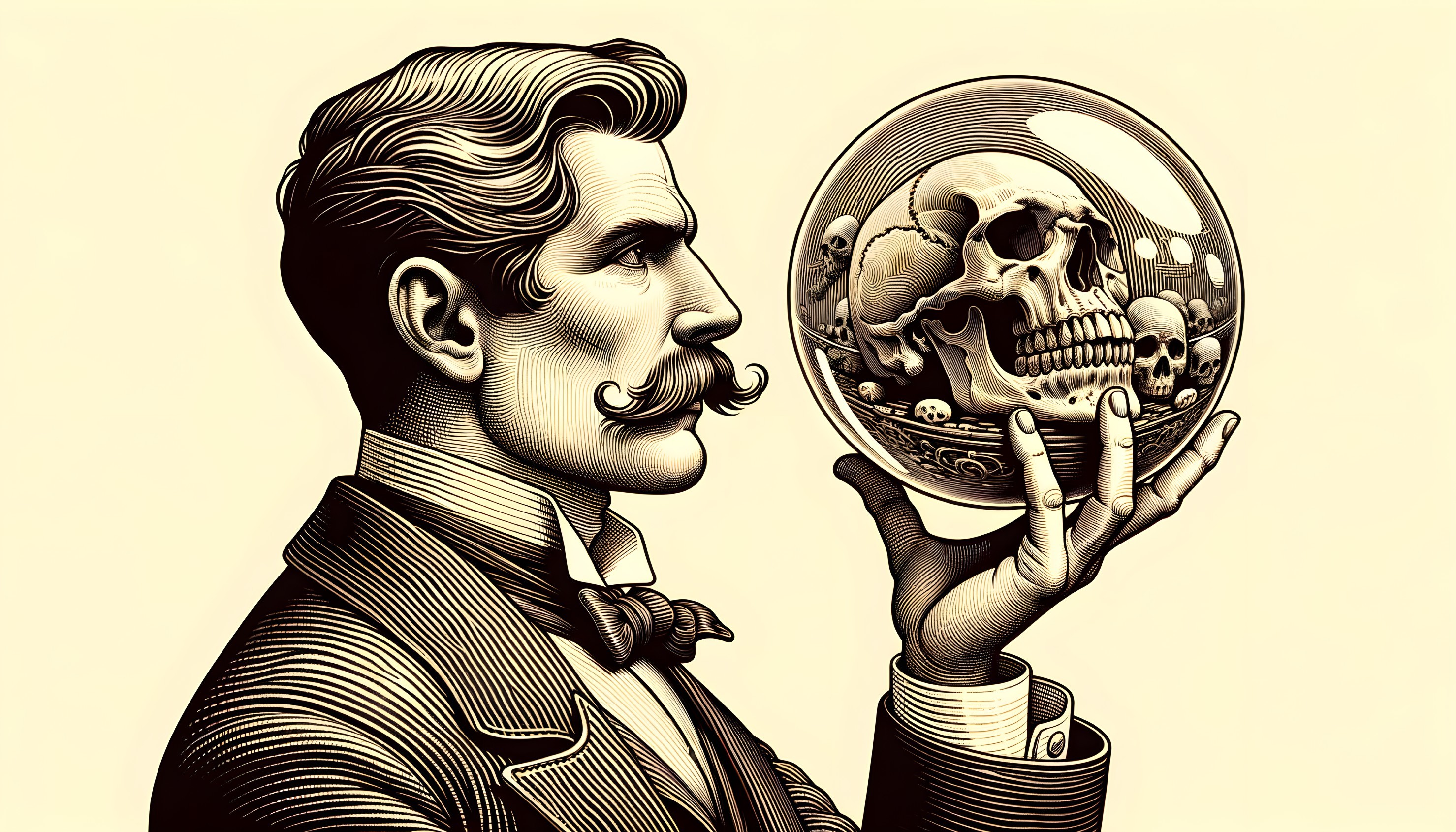Victorian Gentleman with Crystal Ball and Skull Theme