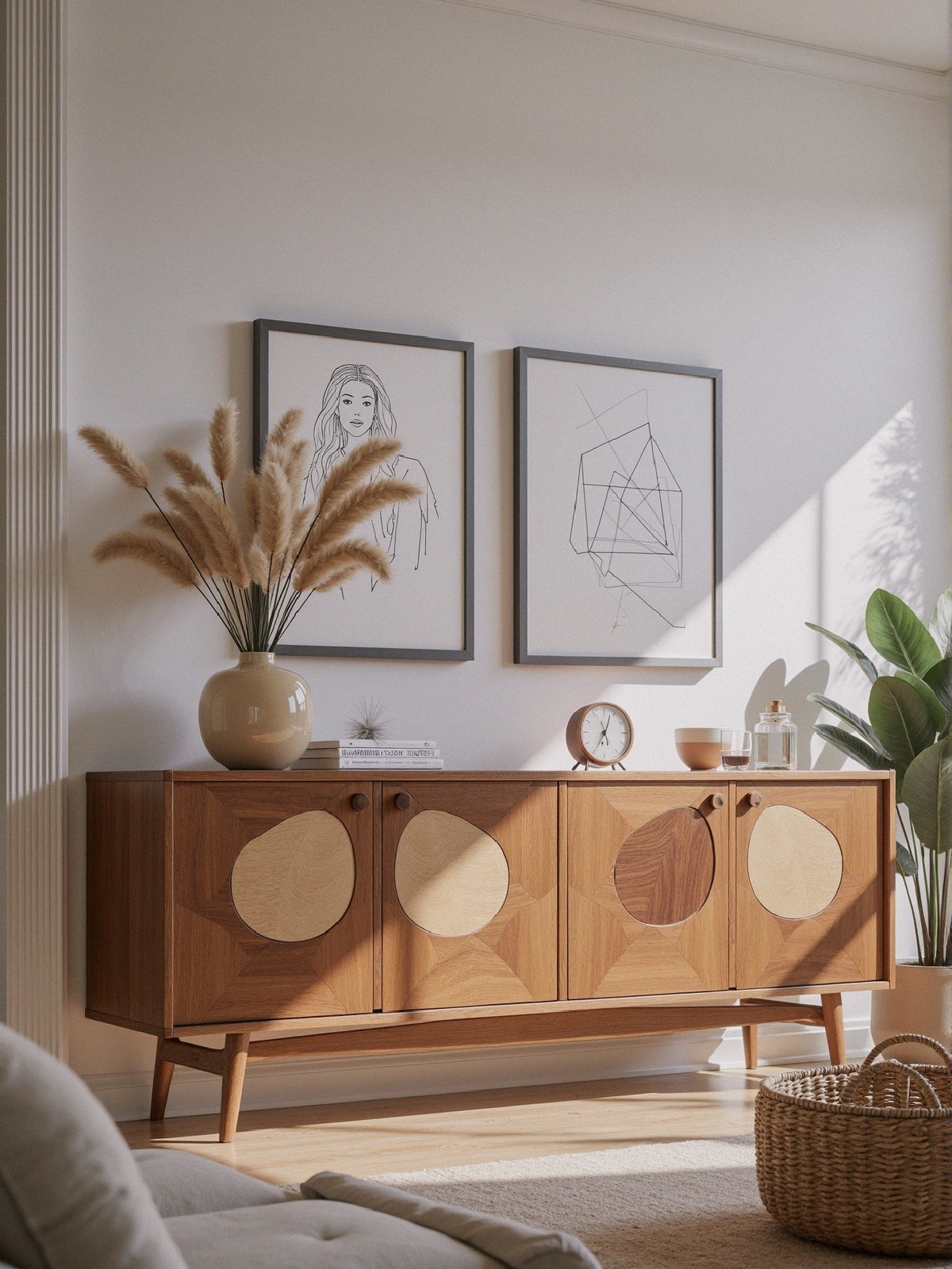Stylish Living Room Corner with Mid-Century Decor