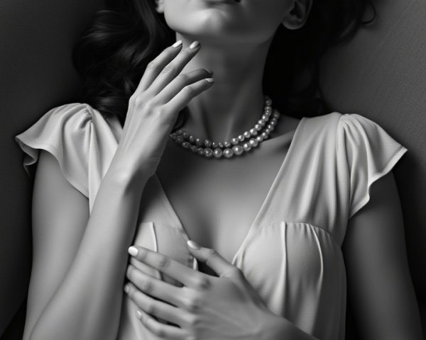 Elegant Woman Reclining on Sofa in Black and White