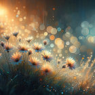 Serene figure in dreamlike golden landscape scene