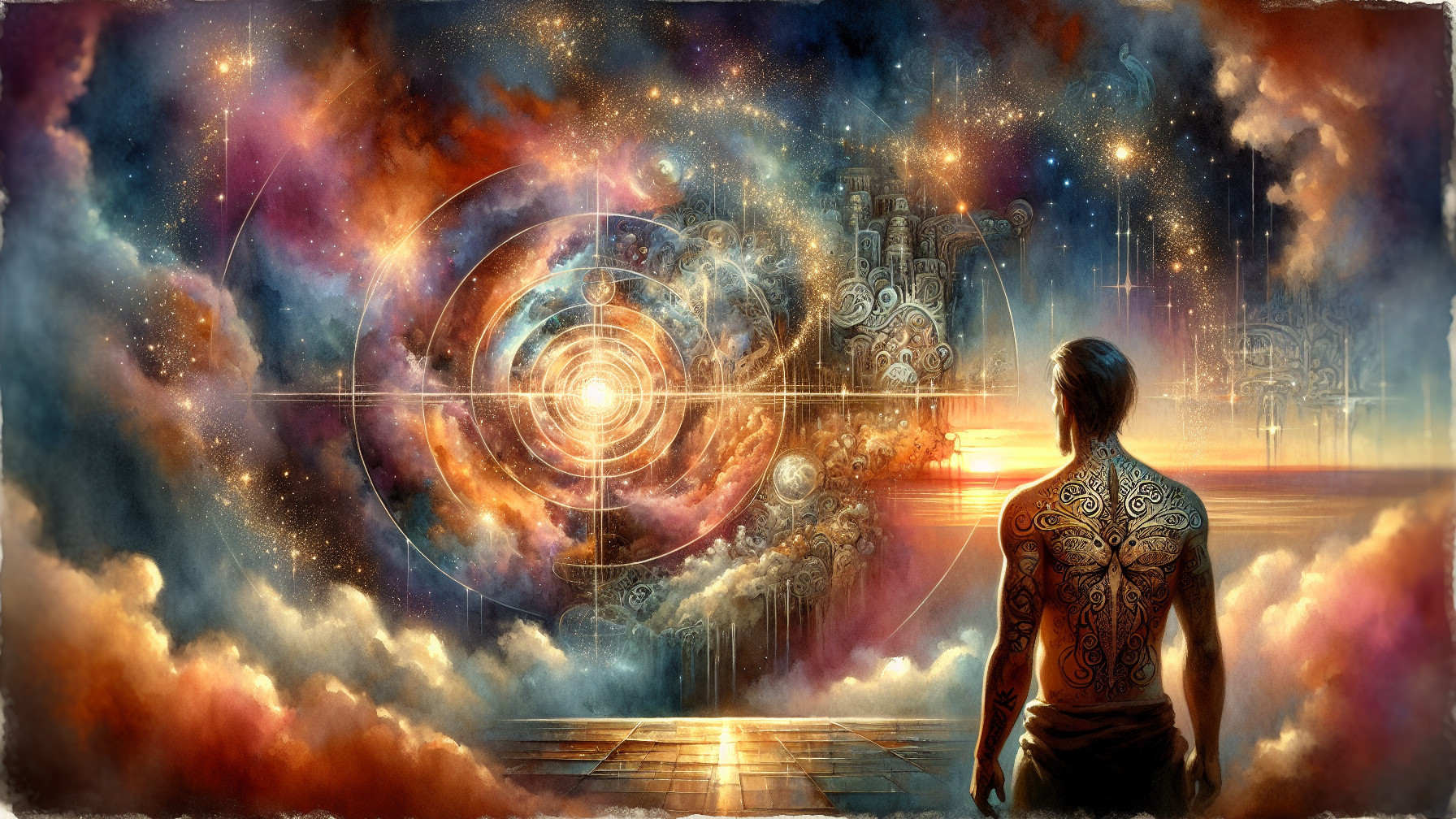 Lone Figure Gazing into a Vibrant Cosmic Galaxy