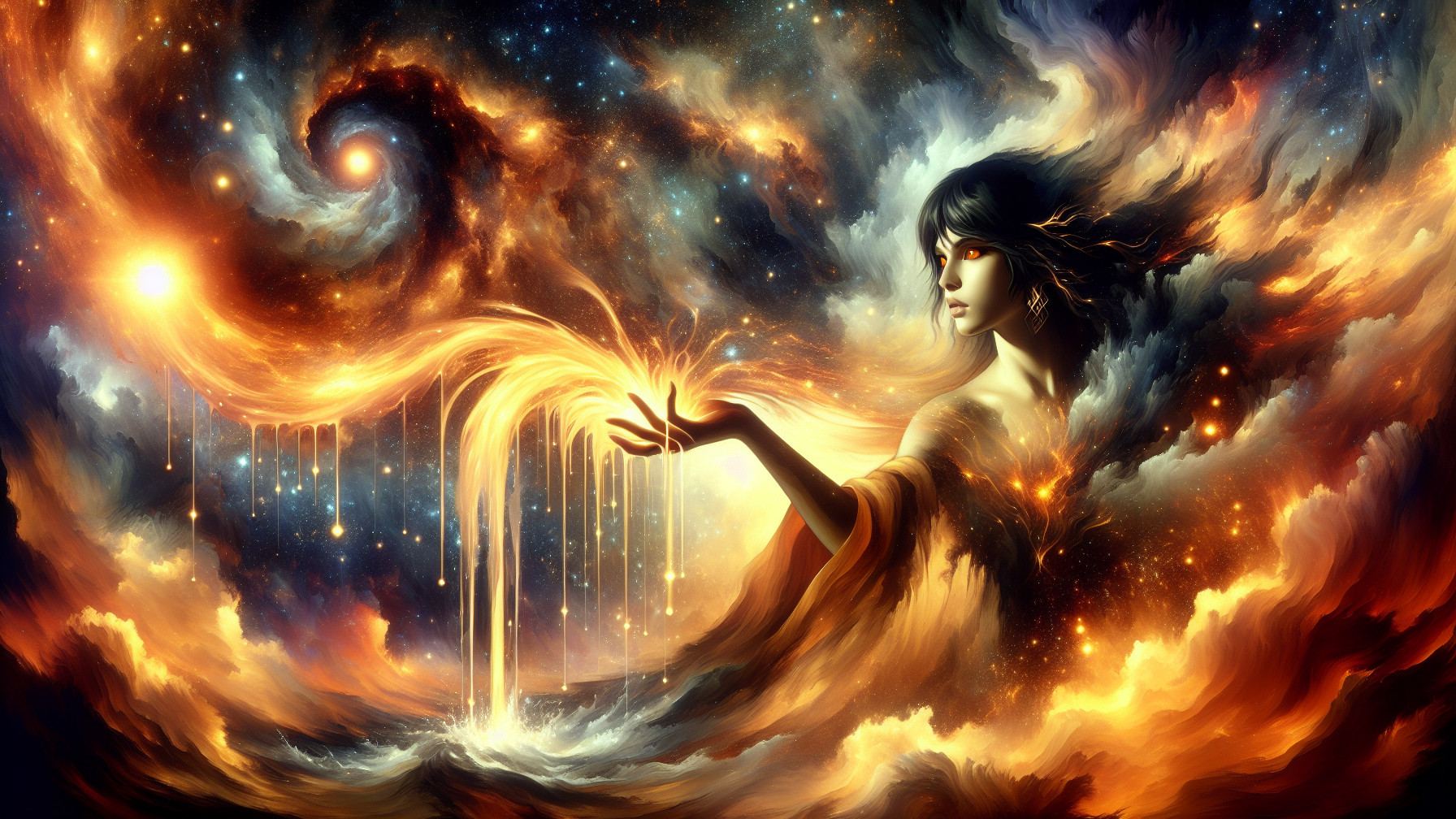 Mystical Cosmic Scene with Vibrant Colors and Light