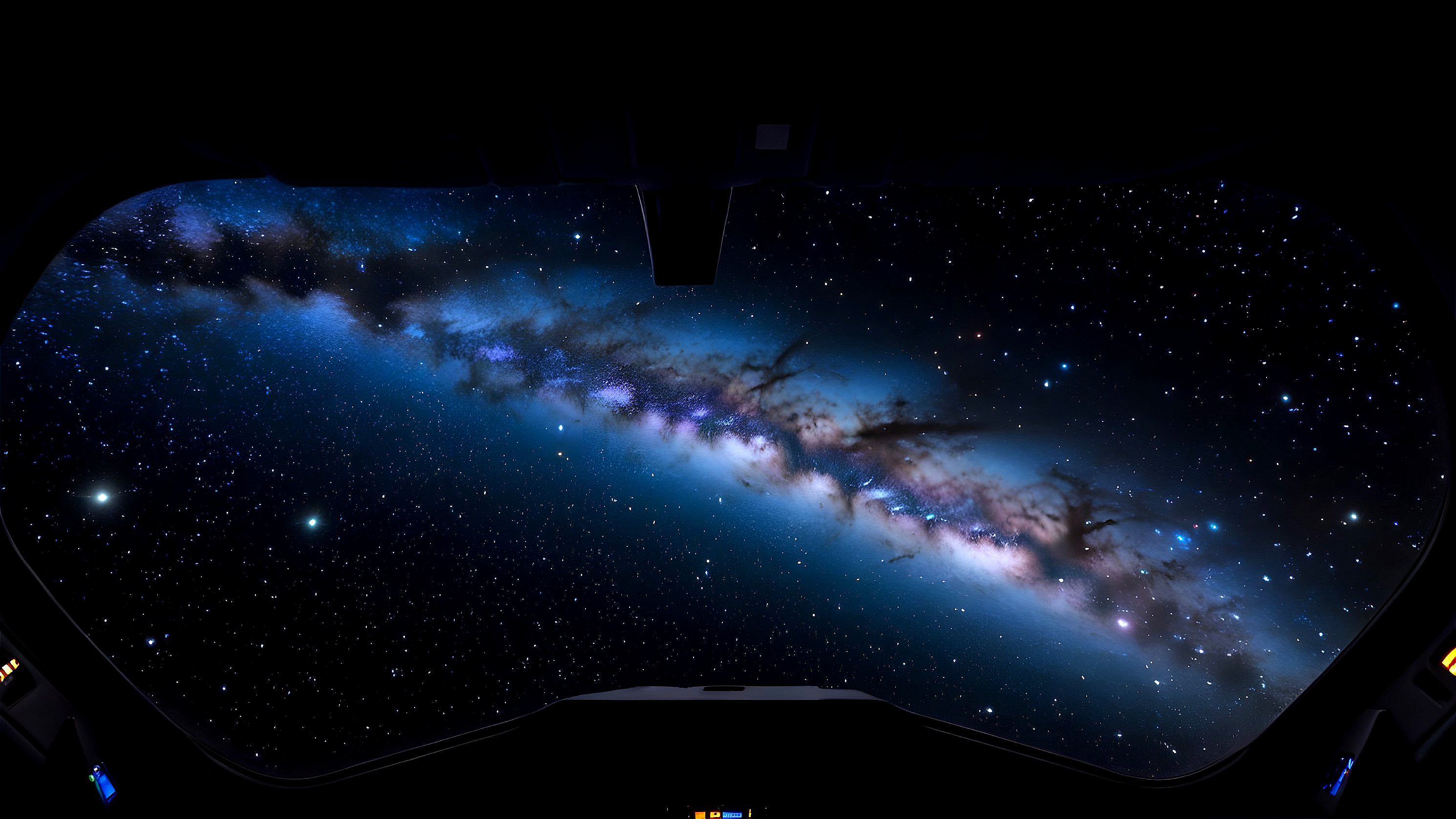 Vibrant Spiral Galaxy View from Spaceship Window