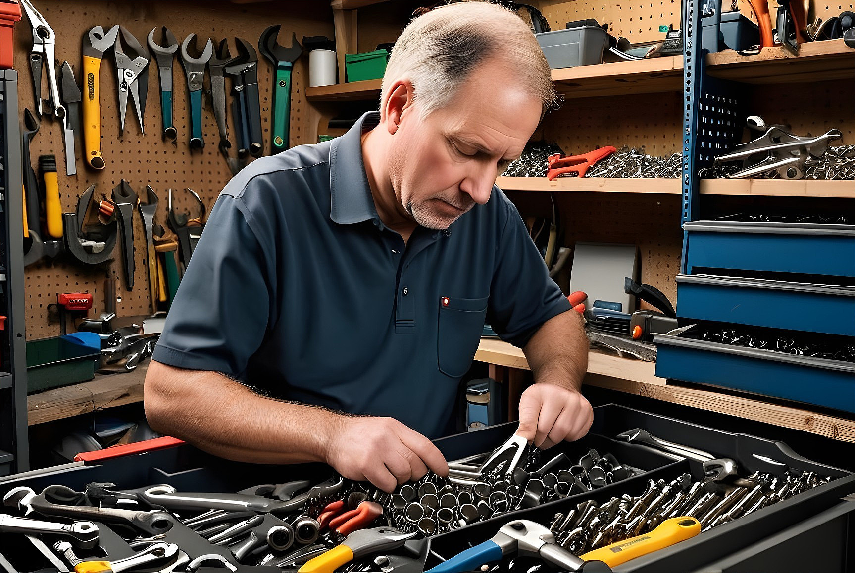 Organized Toolbox in a Well-Equipped Workshop