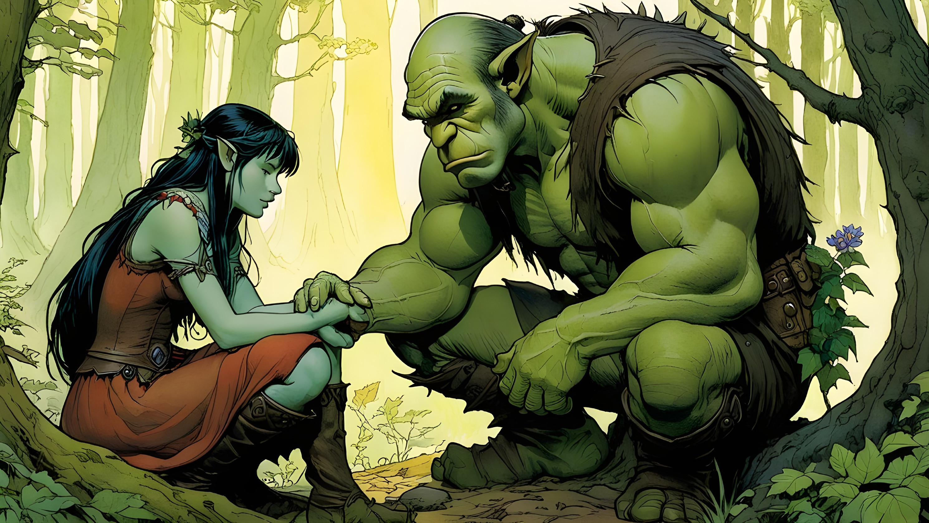 Orc and Elf in a Forest: A Poignant Encounter