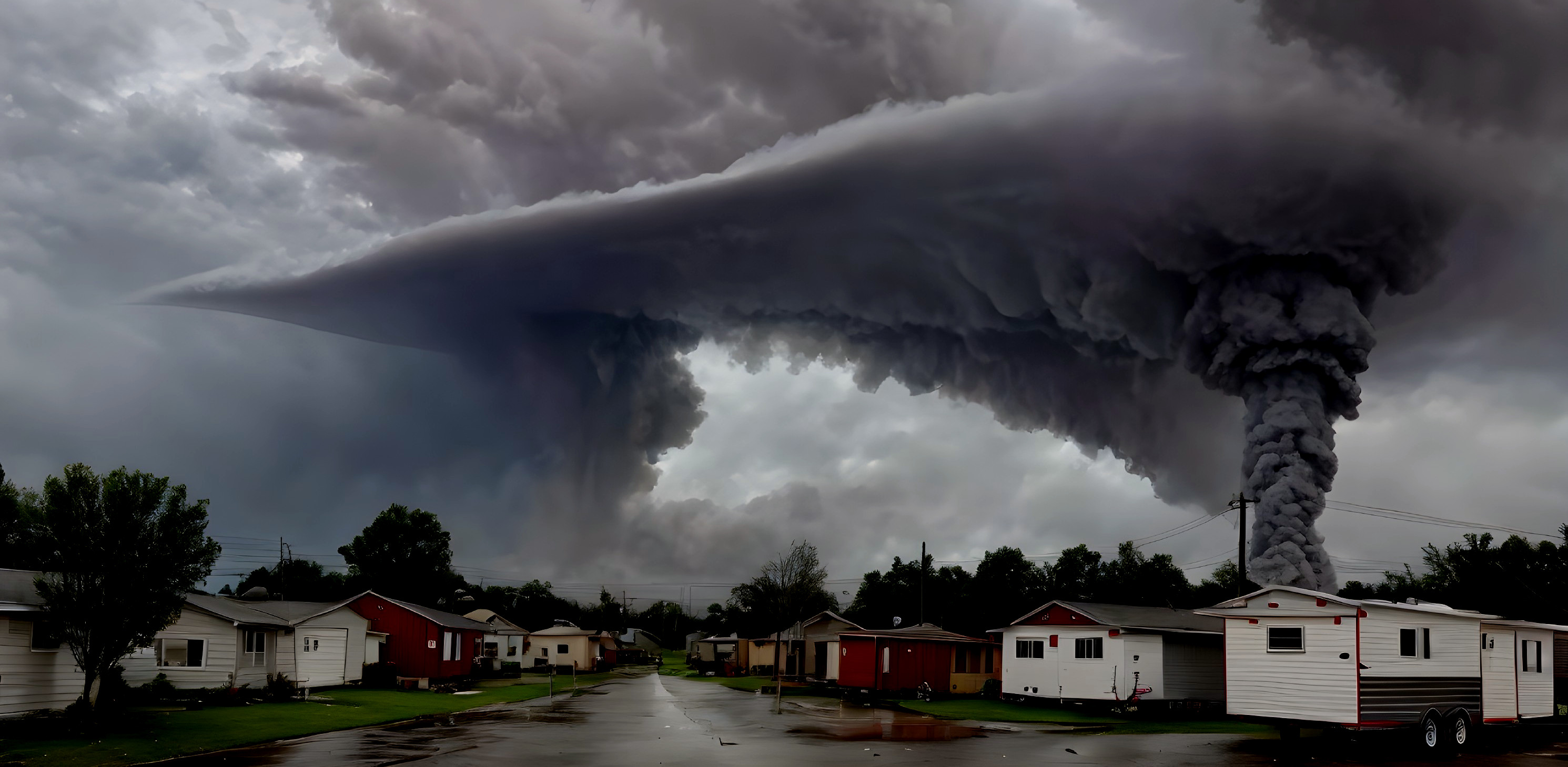 Storm Cloud Formation Over Residential Area