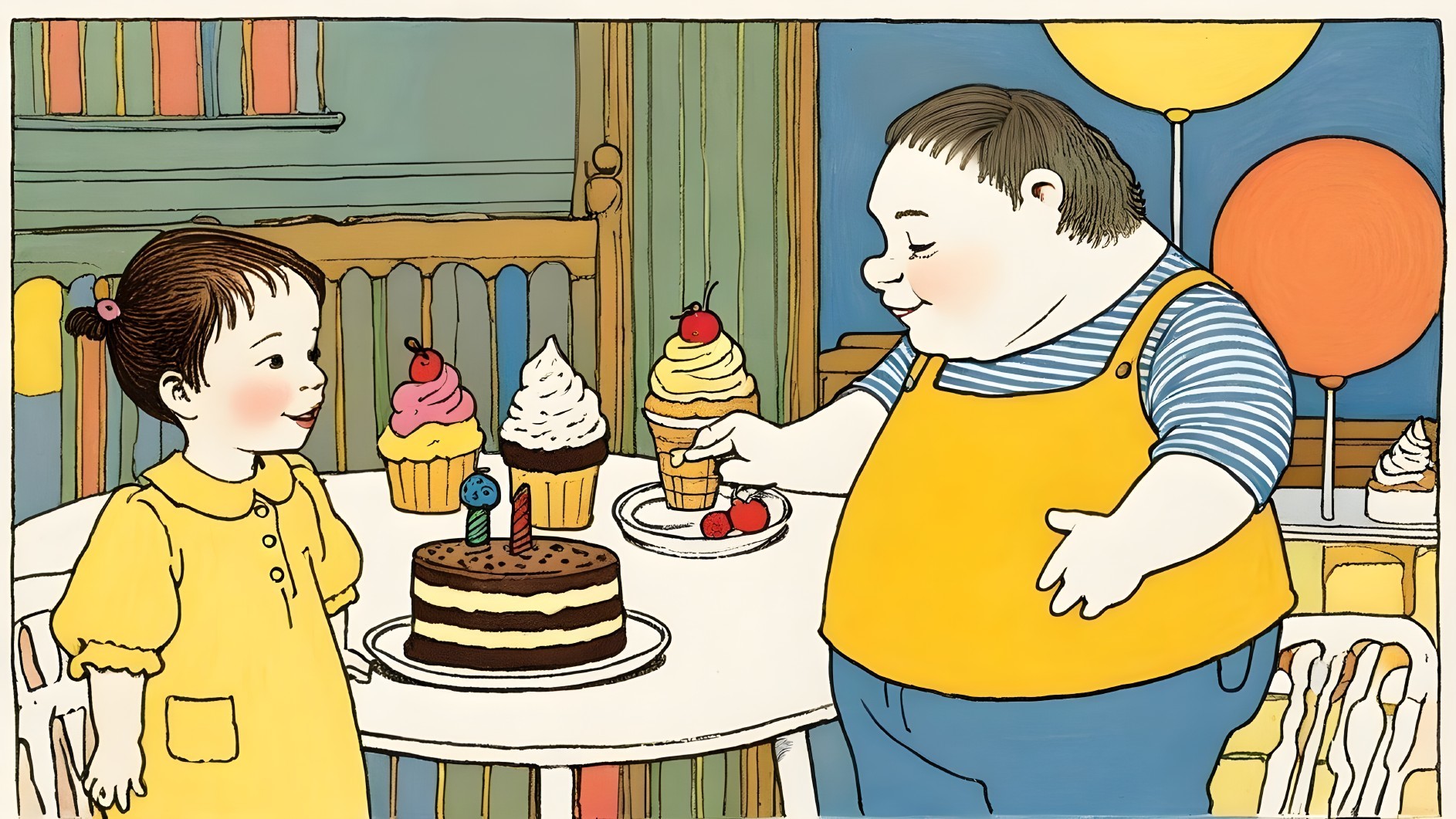 Cheerful Scene of Children Celebrating with Cake