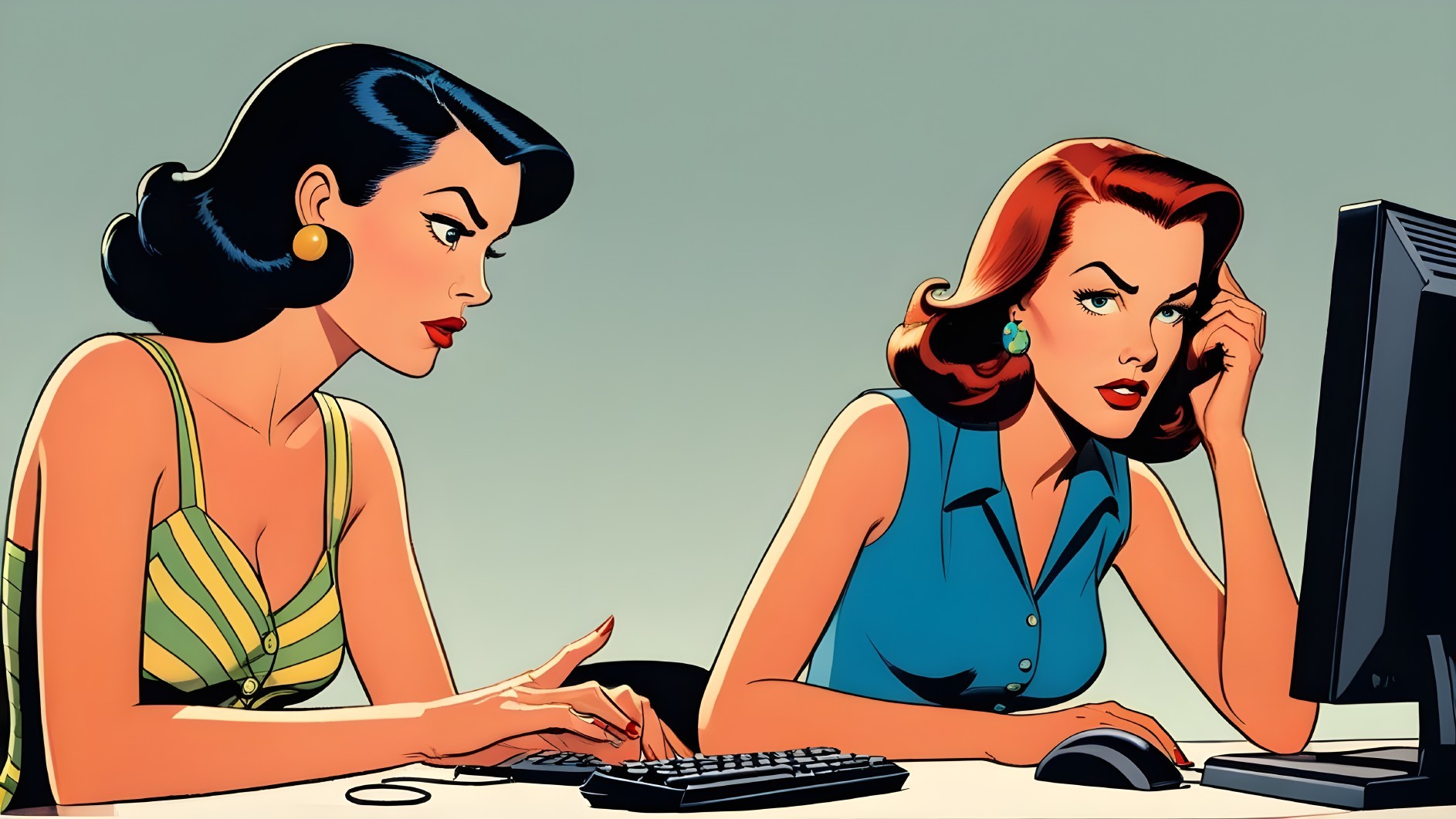 Two Women Working Together at a Computer
