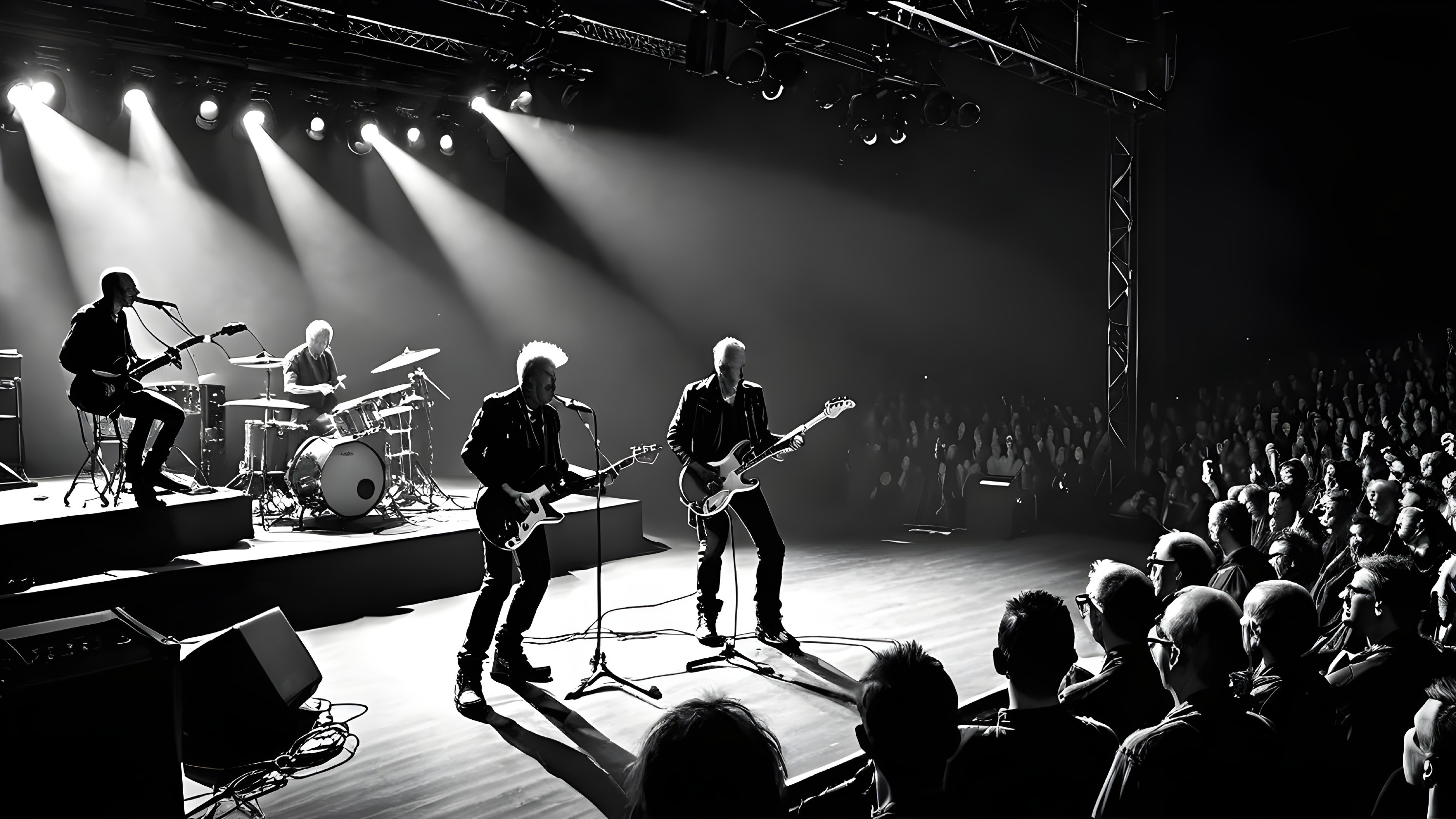 Dynamic Rock Band Performance with Engaged Audience