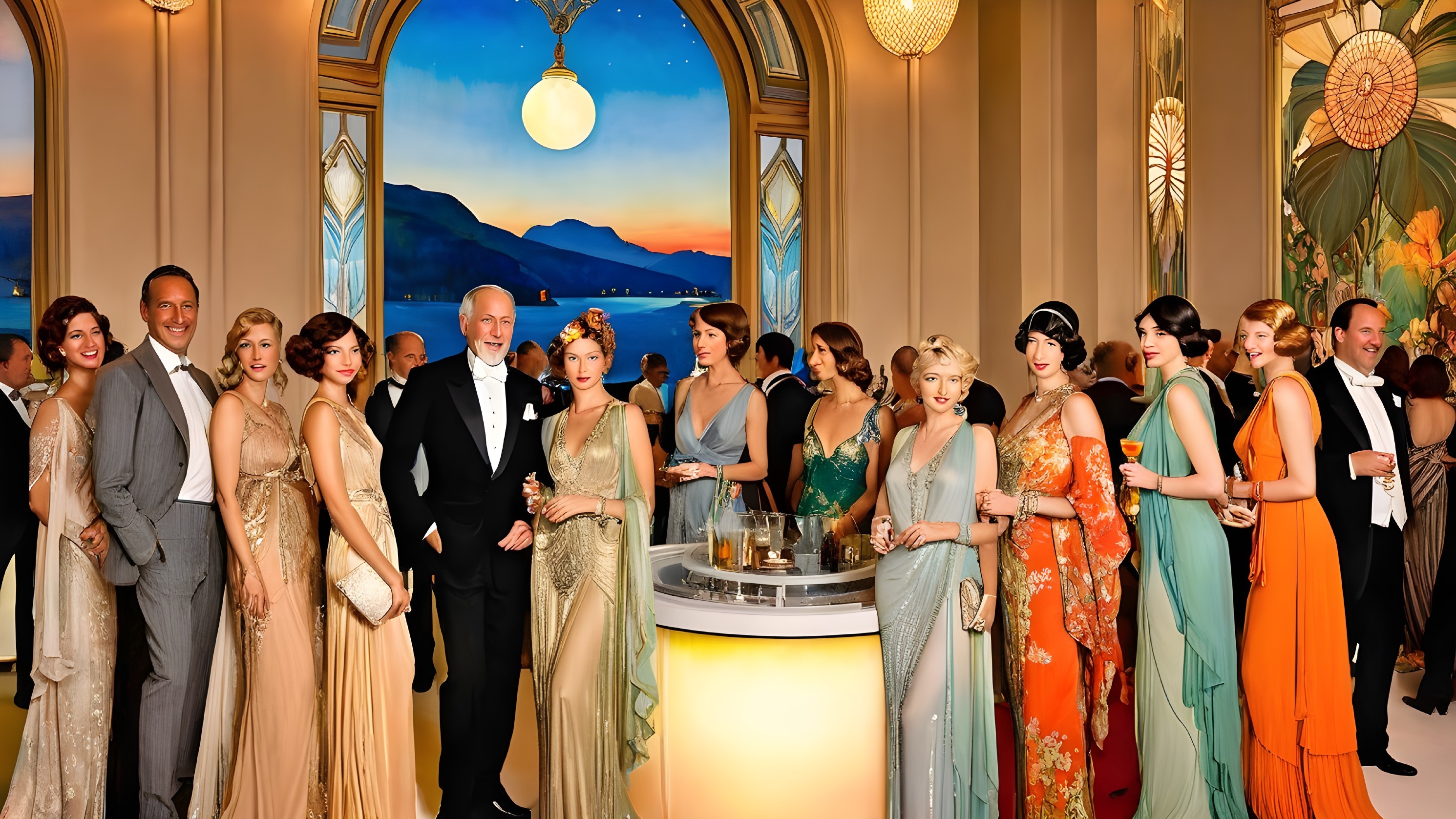 Glamorous 1920s Vintage Gathering in Lavish Hall
