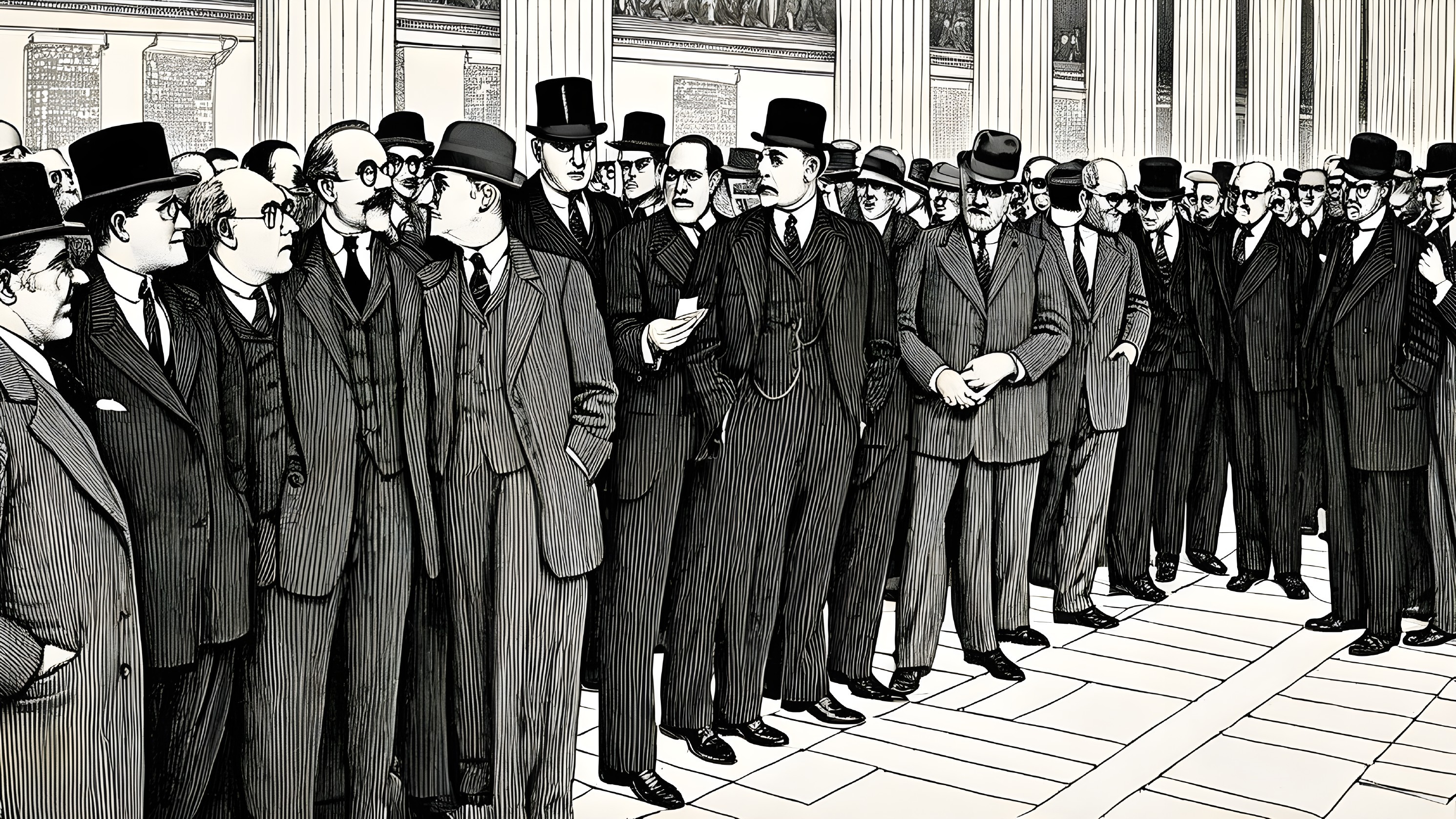 Vintage Illustration of Well-Dressed Men in Formal Attire