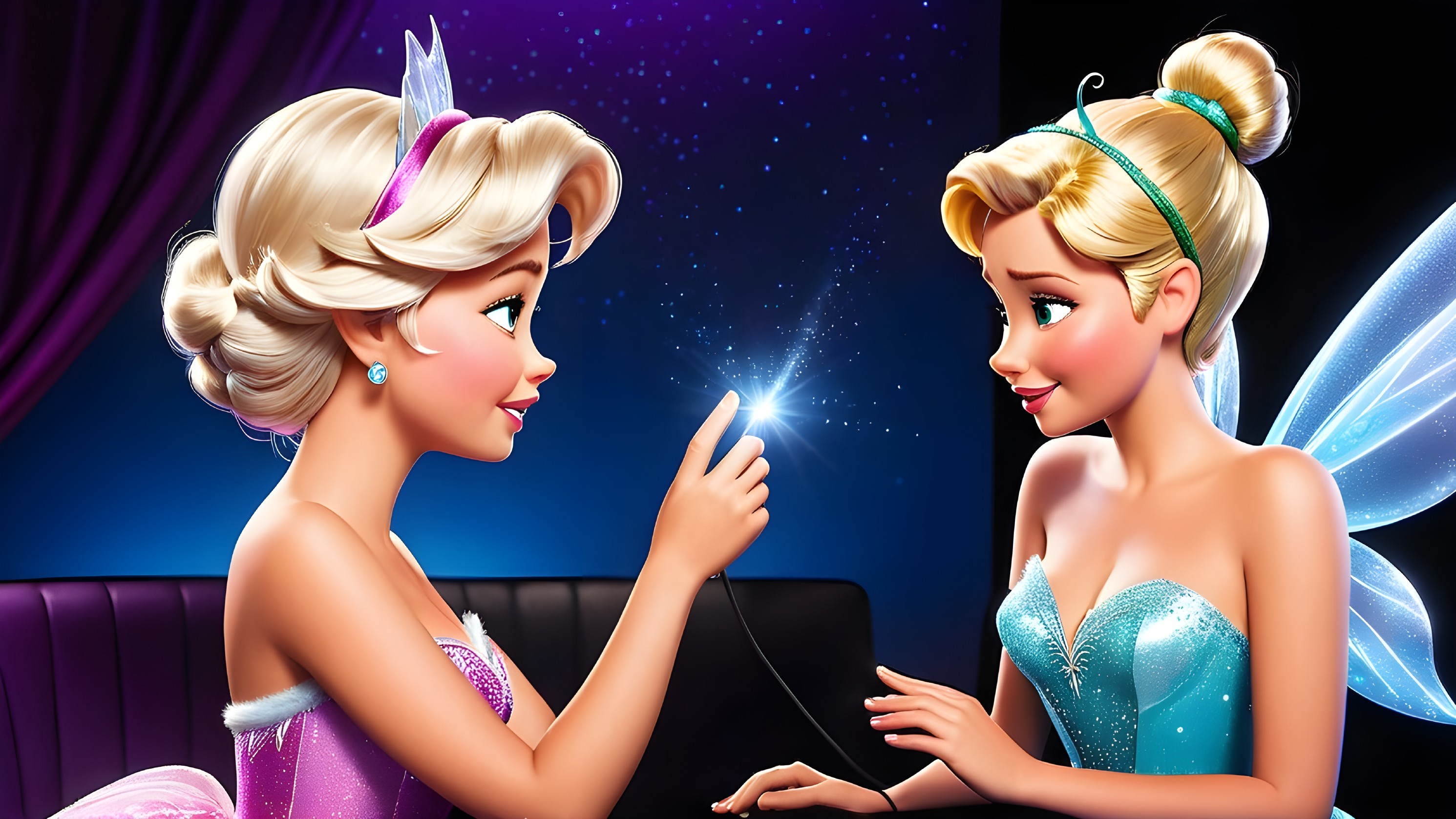 Animated Characters in a Magical, Starry Setting