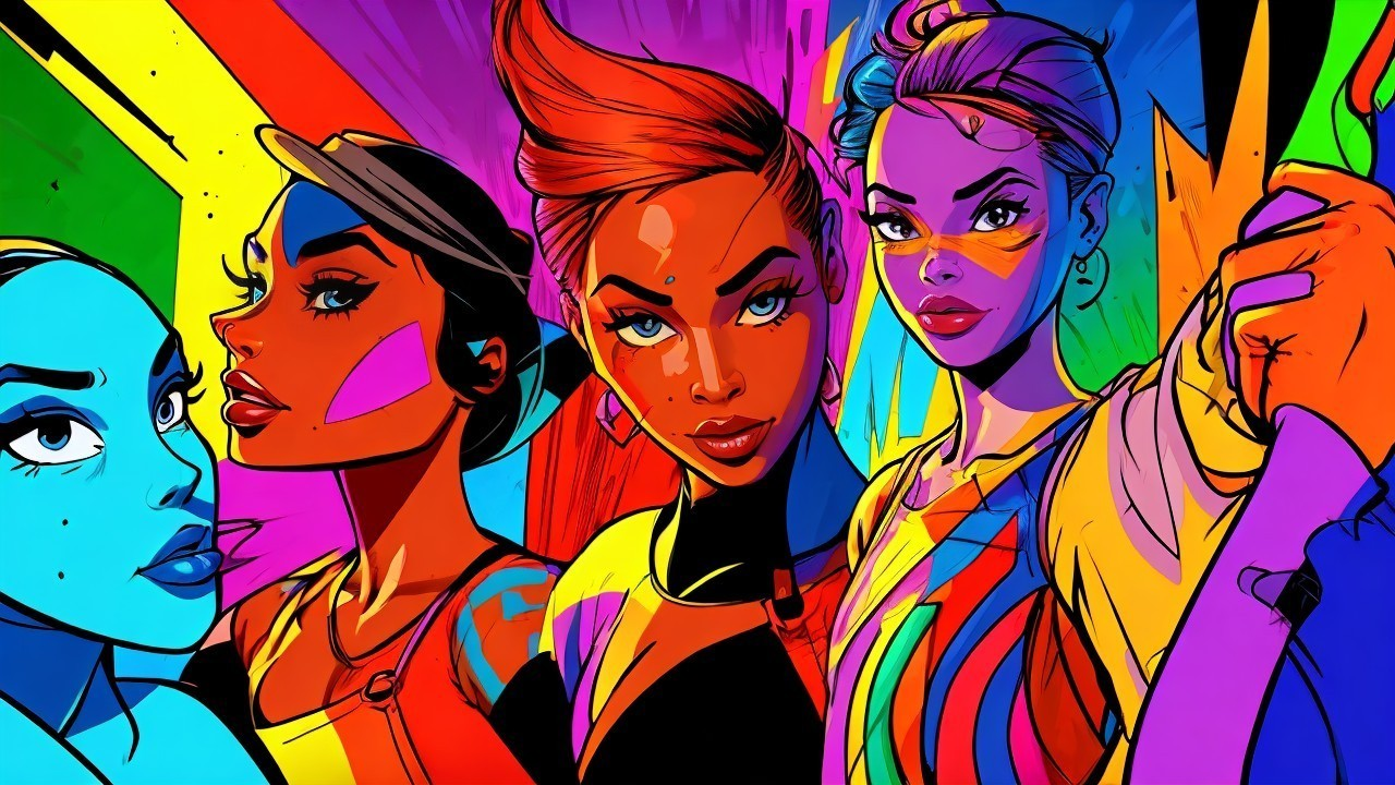 Vibrant Graphic Novel Illustration of Five Women