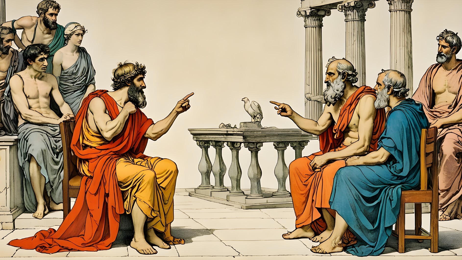 Classical Philosophers Engaged in Animated Discussion