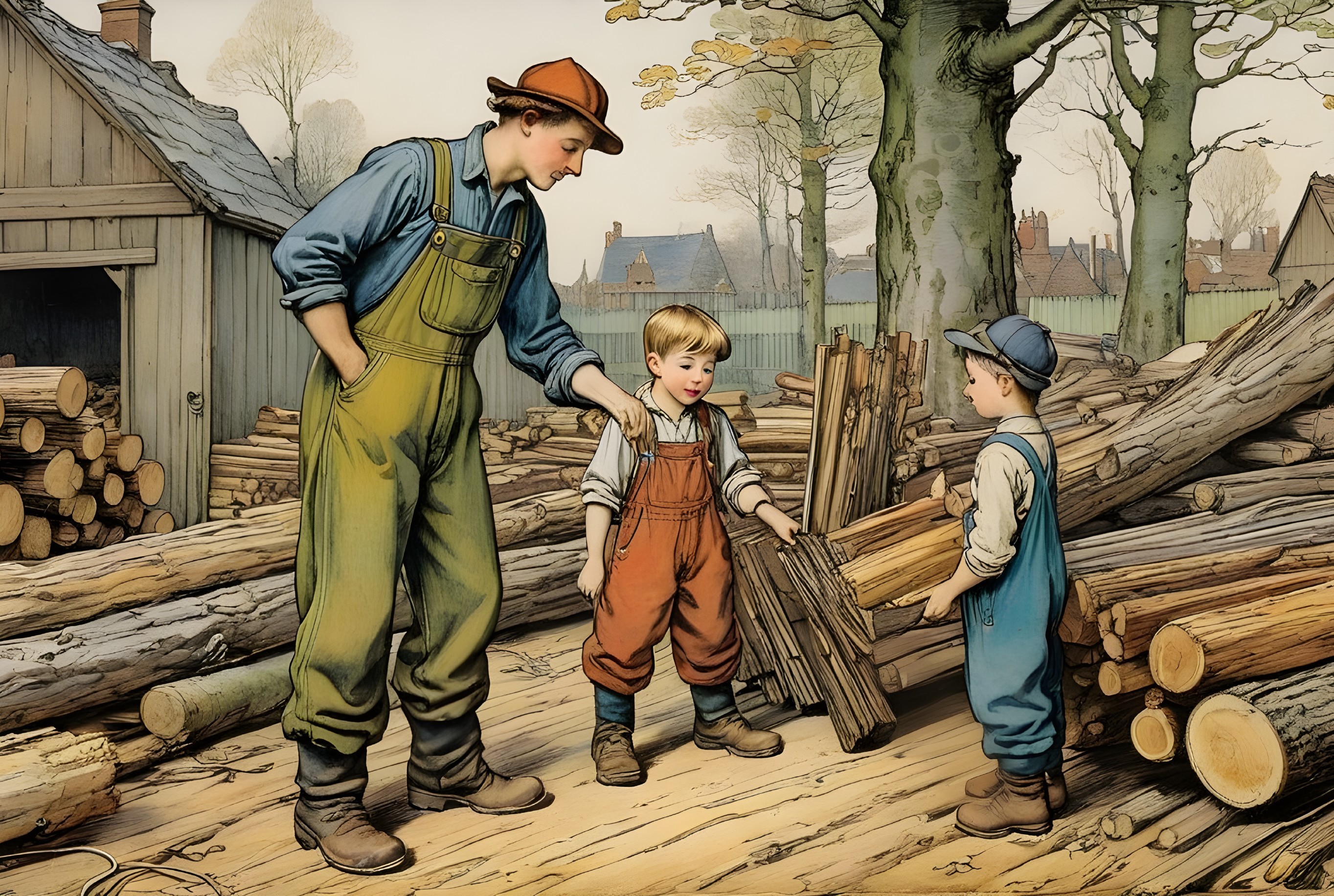 Teaching Firewood Stacking in a Rustic Setting