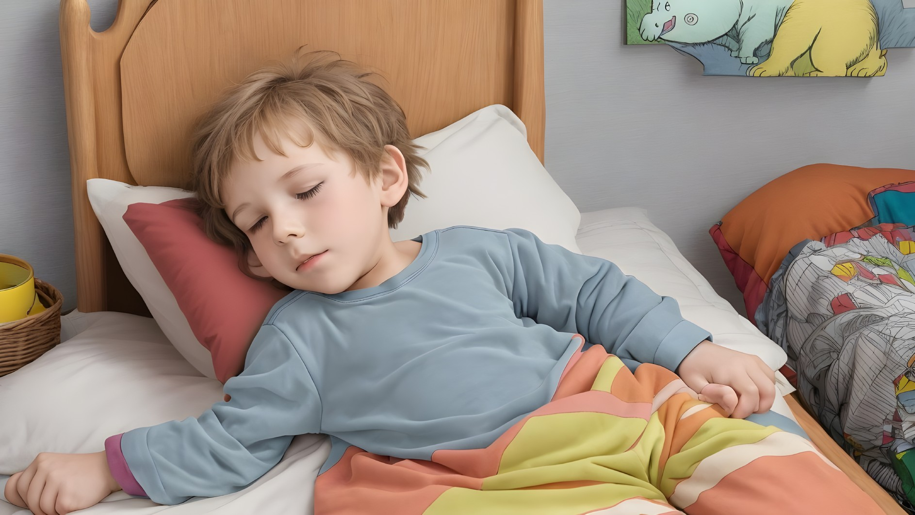 Child Sleeping Peacefully in Colorful Bedroom Setting