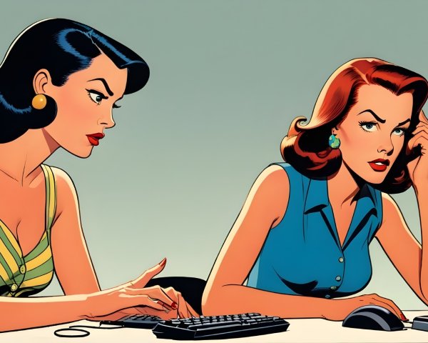 Two Women Working Together at a Computer