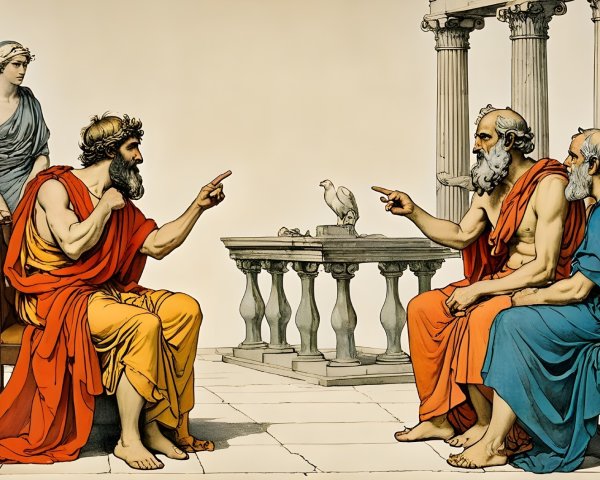 Classical Philosophers Engaged in Animated Discussion