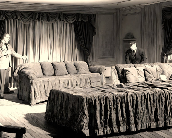 Elegant Room with Two Men and Plush Furniture