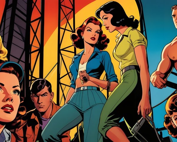 Diverse Adventurers in Pop Art Comic Book Style