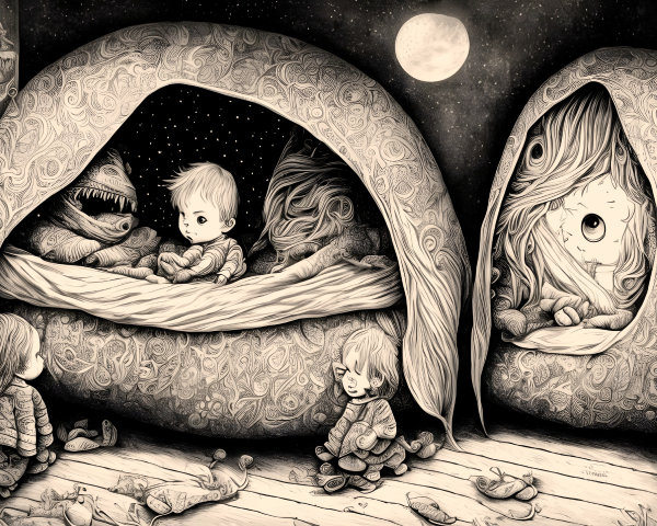Whimsical Room with Cozy Nature-Themed Nests
