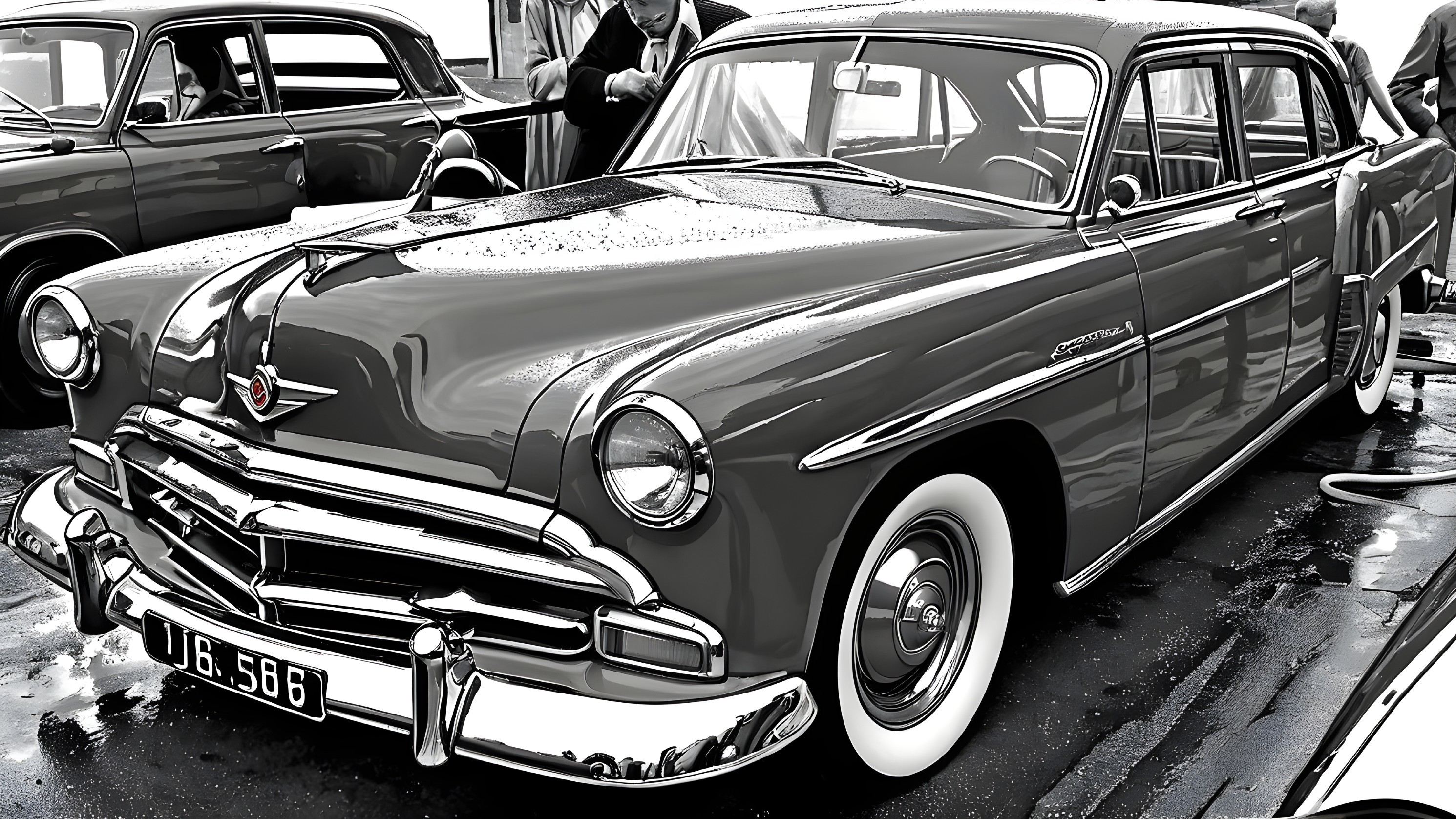 Vintage Car with Classic Design and Chrome Accents