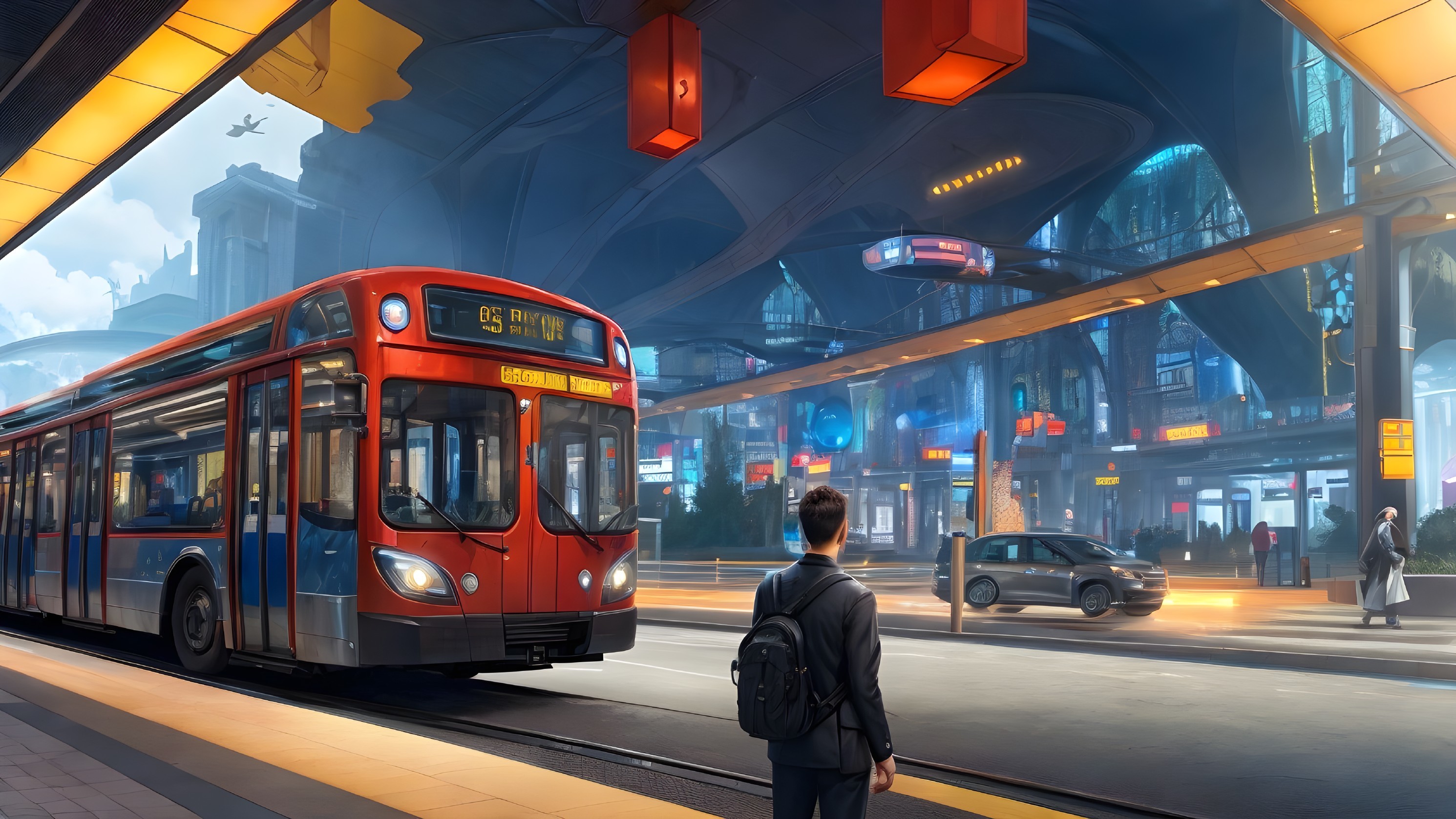 Modern Urban Transit Station with Futuristic Design