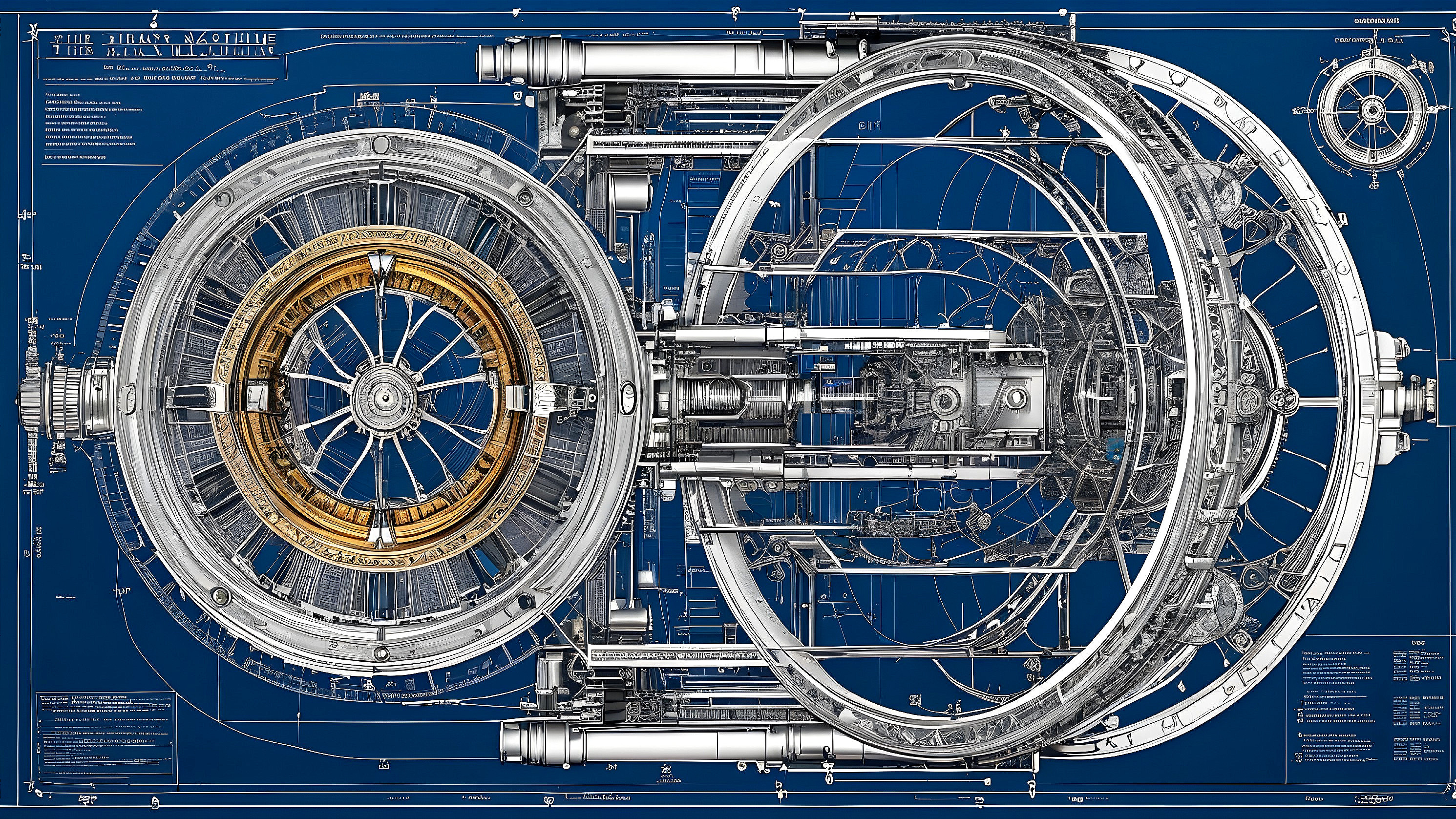 Detailed Blueprint of a Complex Mechanical Device