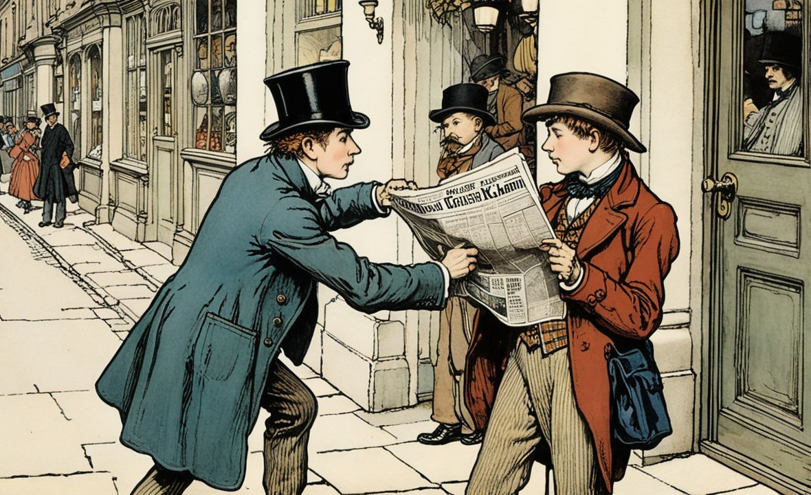 Victorian Street Scene with Young Men and Fashion Details