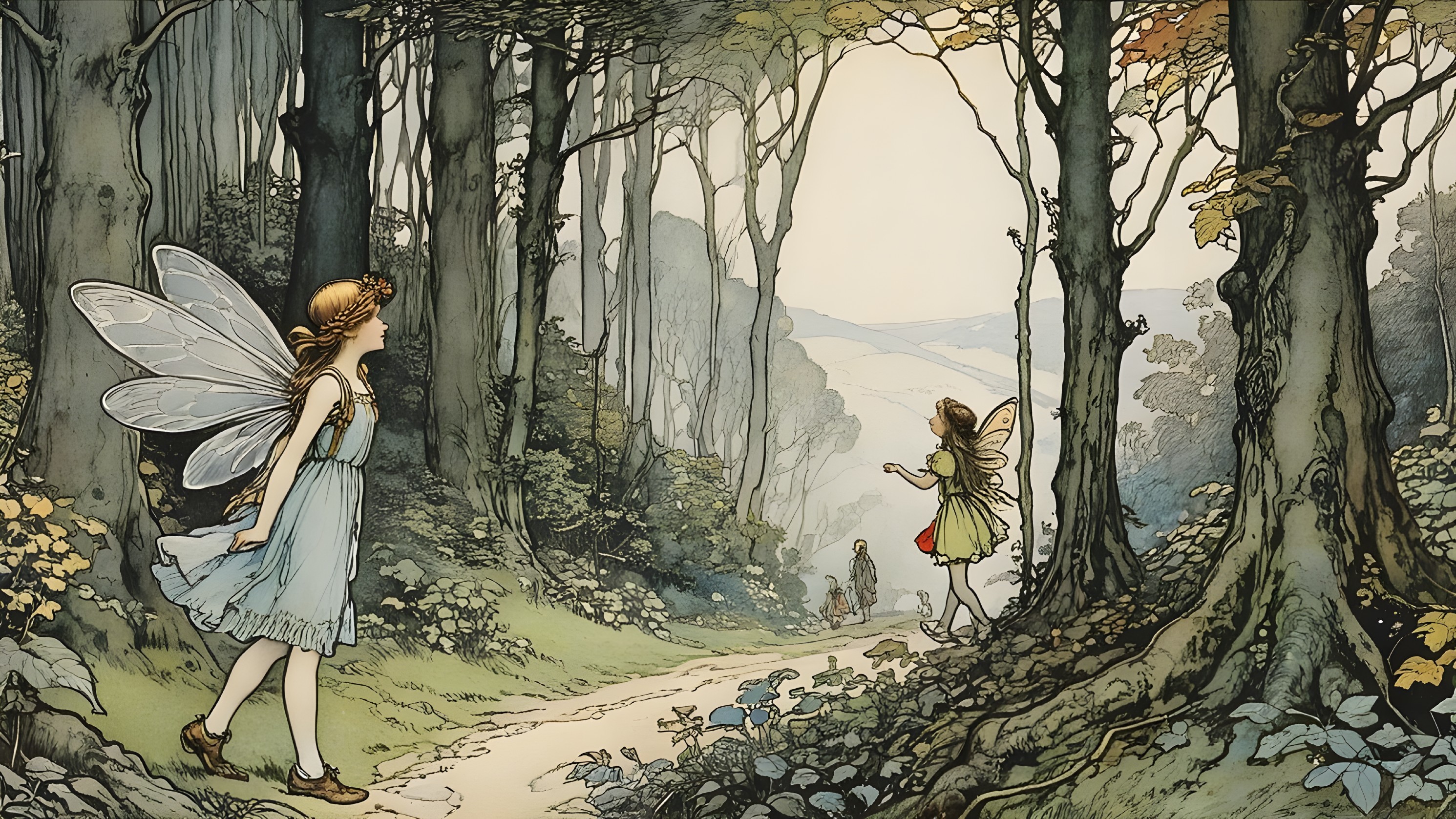 Fairies in a Whimsical Forest with Lush Greenery