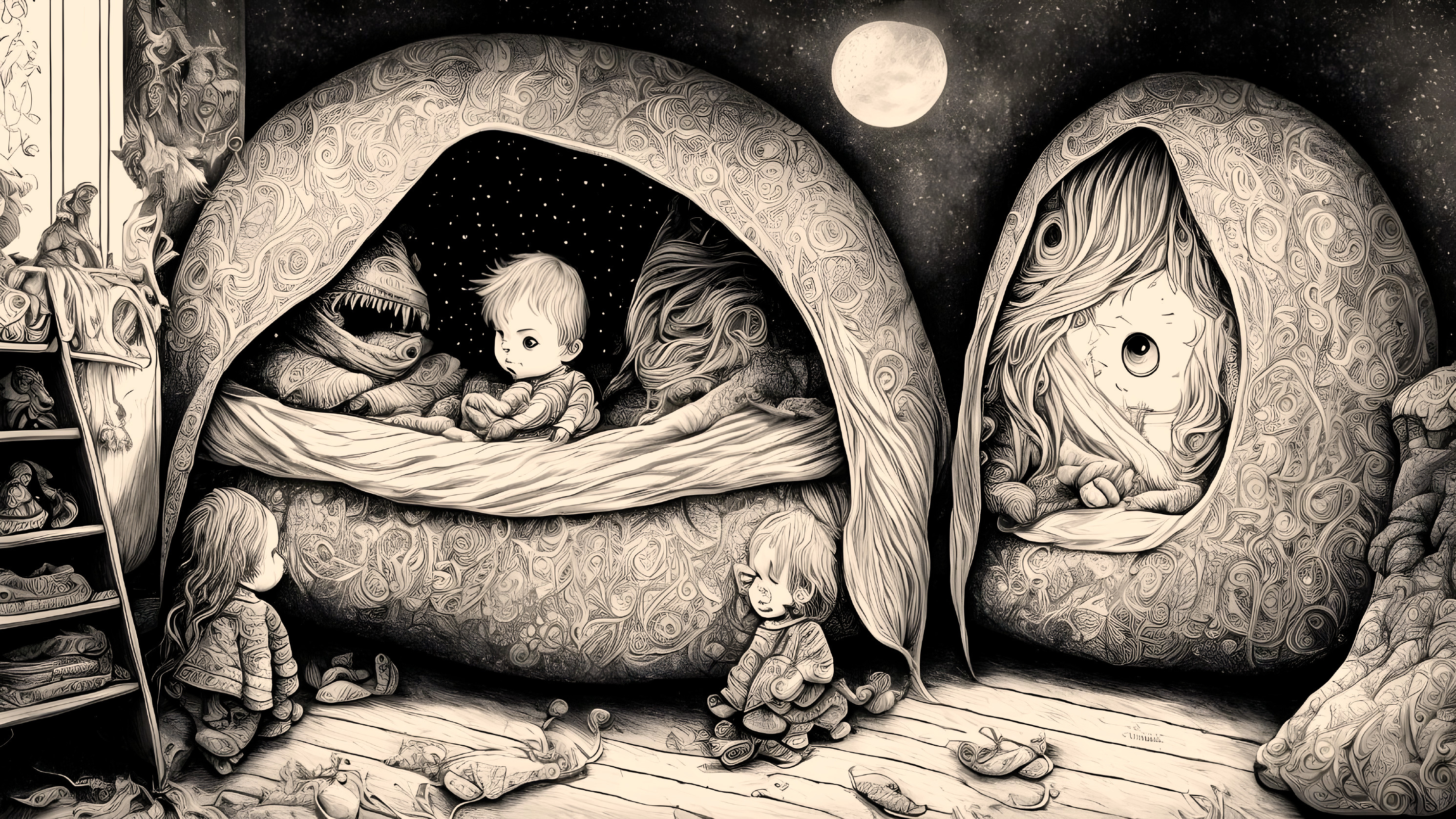 Whimsical Room with Cozy Nature-Themed Nests