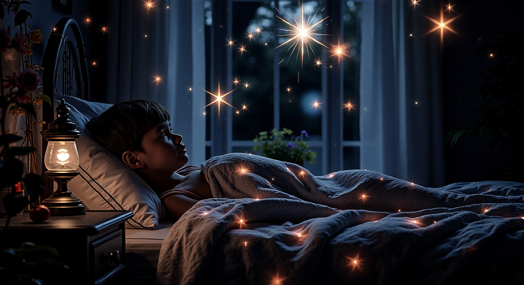 Serene Bedroom Scene with Dreamy Atmosphere