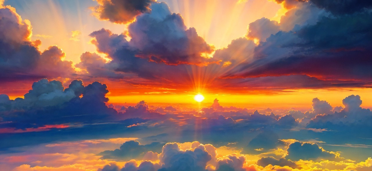 Vibrant Sunset with Clouds and Dramatic Light Effects