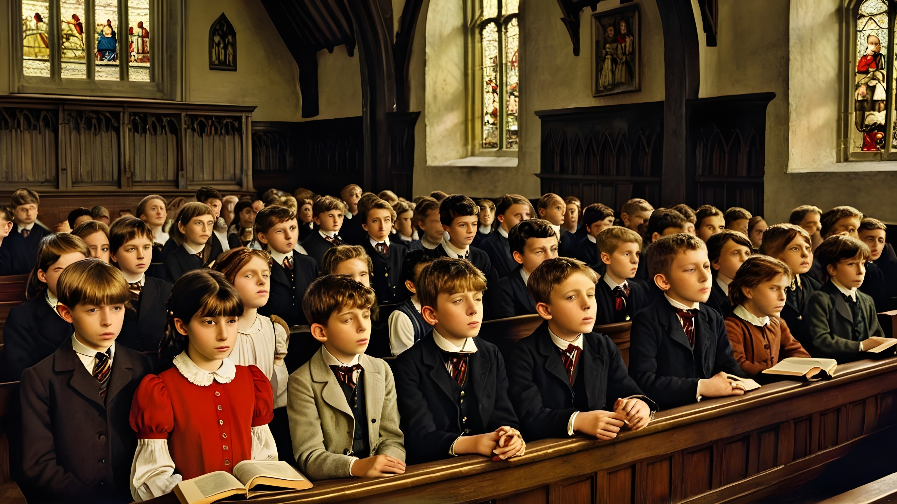 Children in Early 20th-Century Classroom Setting