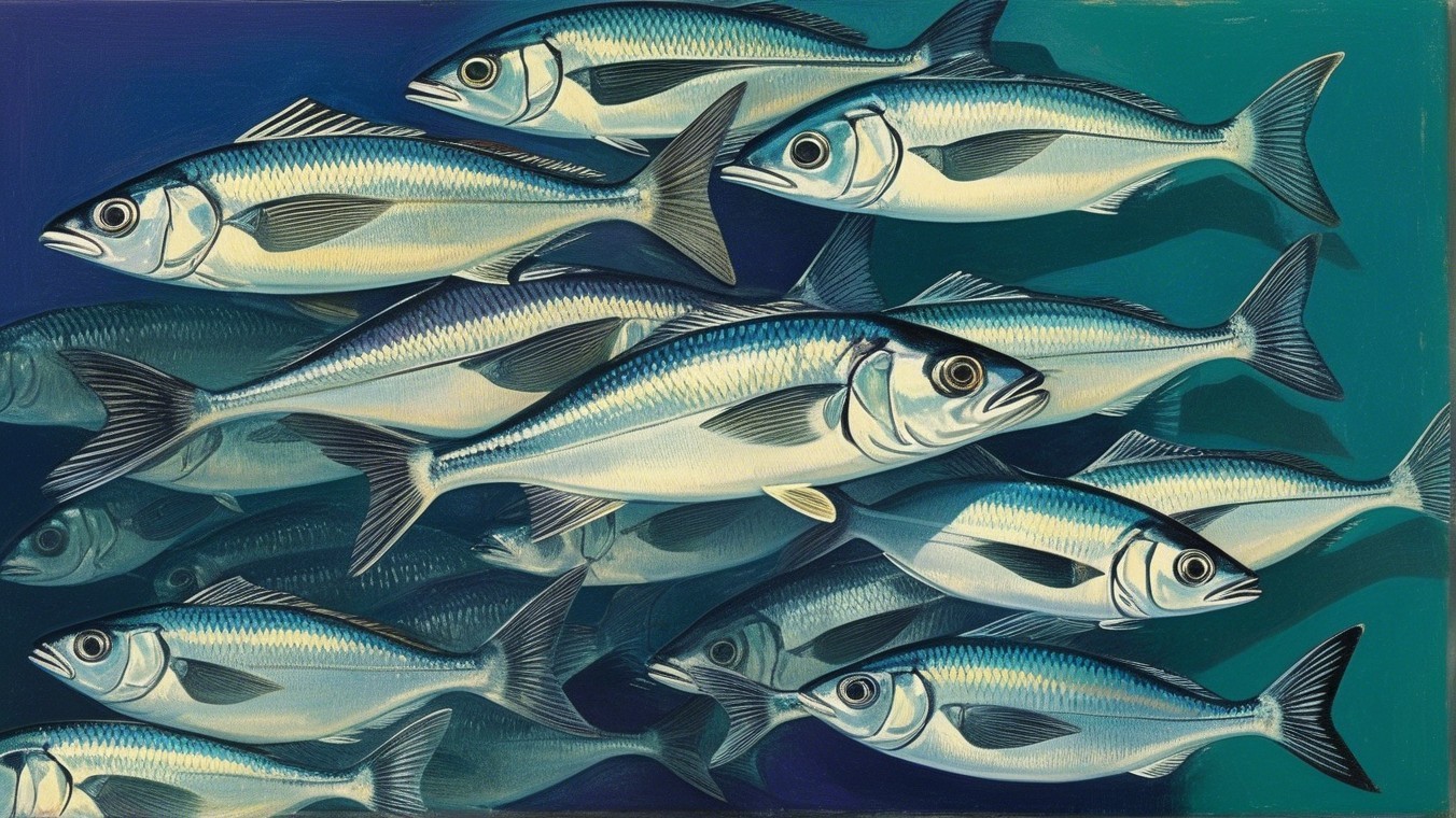 Vibrant Underwater Scene with School of Shimmering Fish
