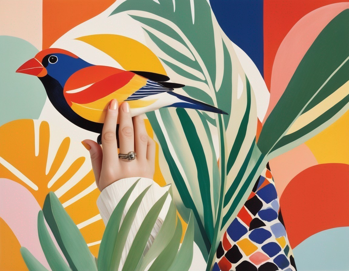 Vibrant Composition of a Colorful Bird and Foliage