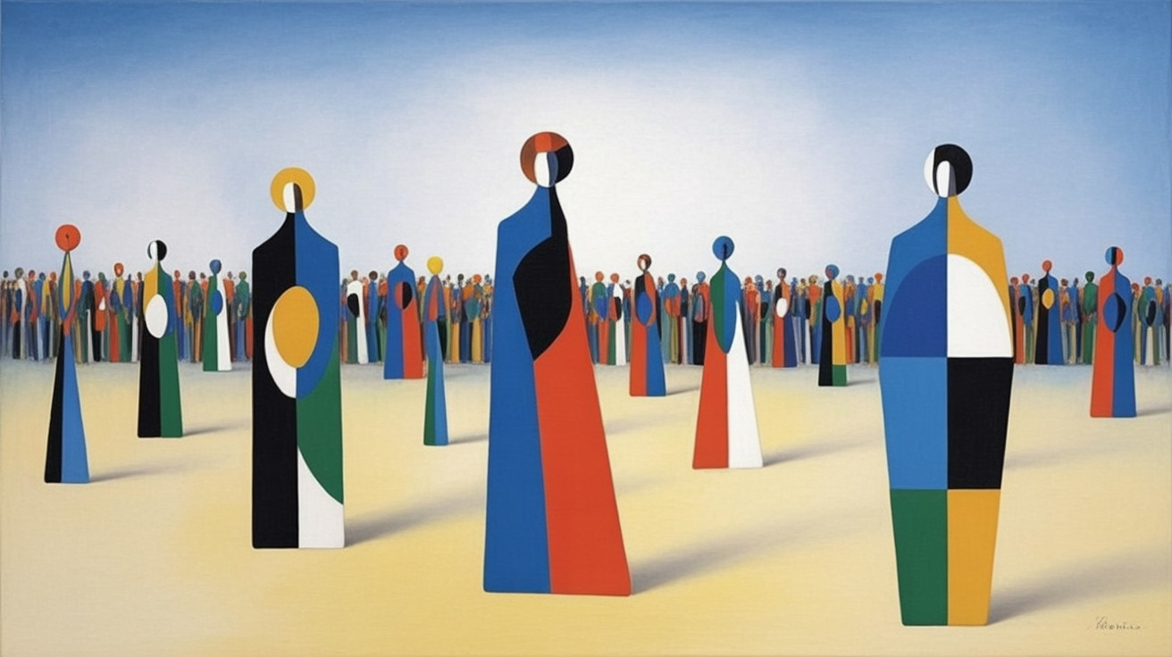 Vibrant Gathering of Stylized Human Figures in Art