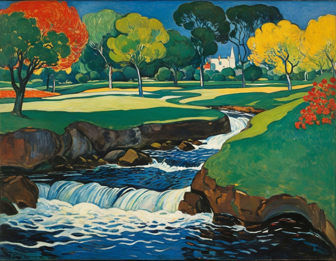 Vibrant Landscape with Autumn Trees and Stream