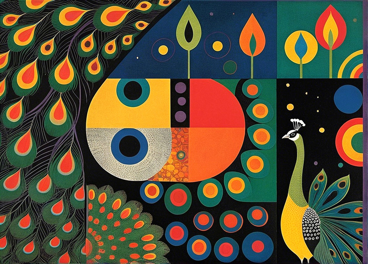 Vibrant Collage of Geometric and Organic Forms