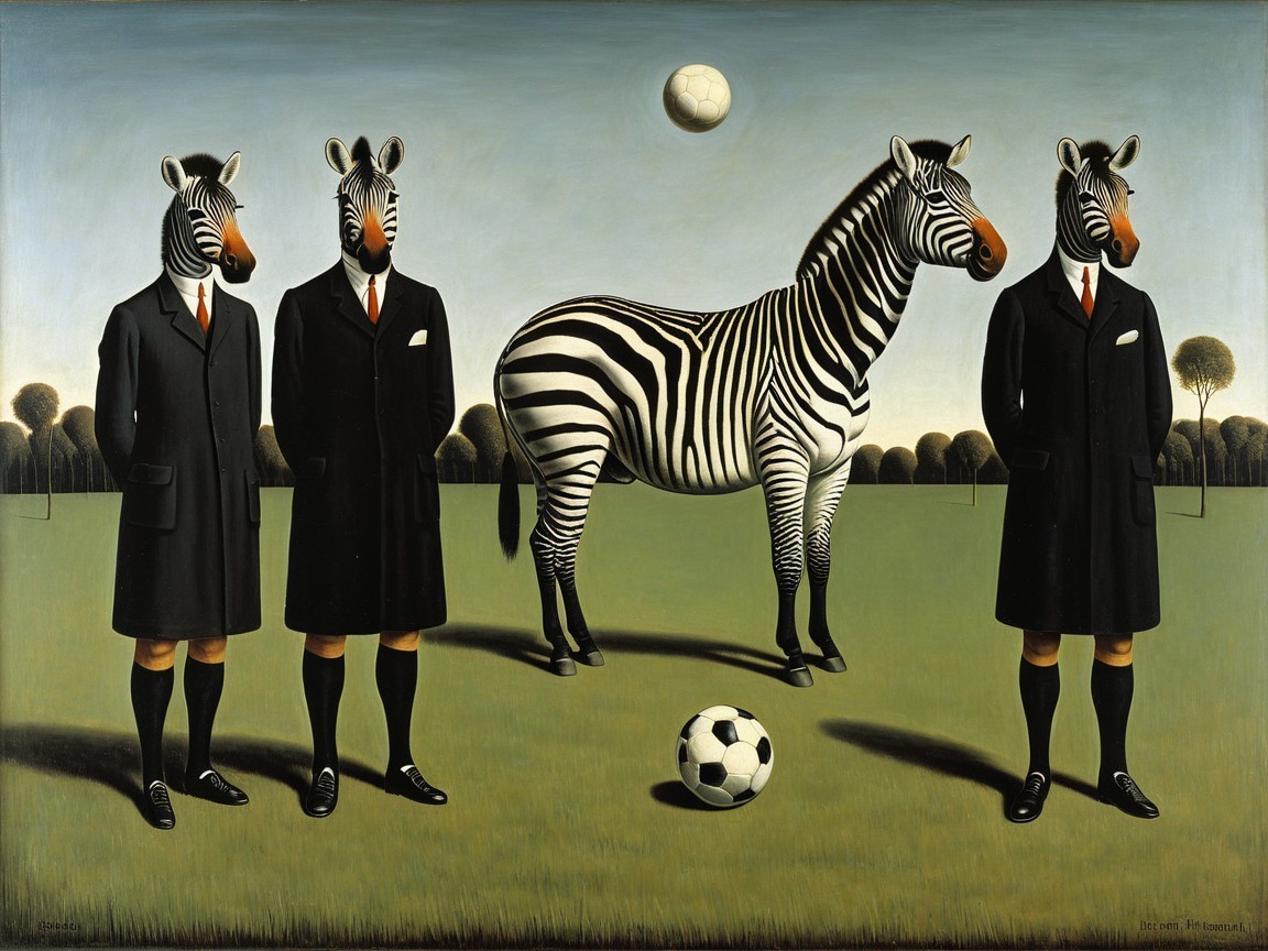Zebras in Formal Attire in Grassy Field Setting