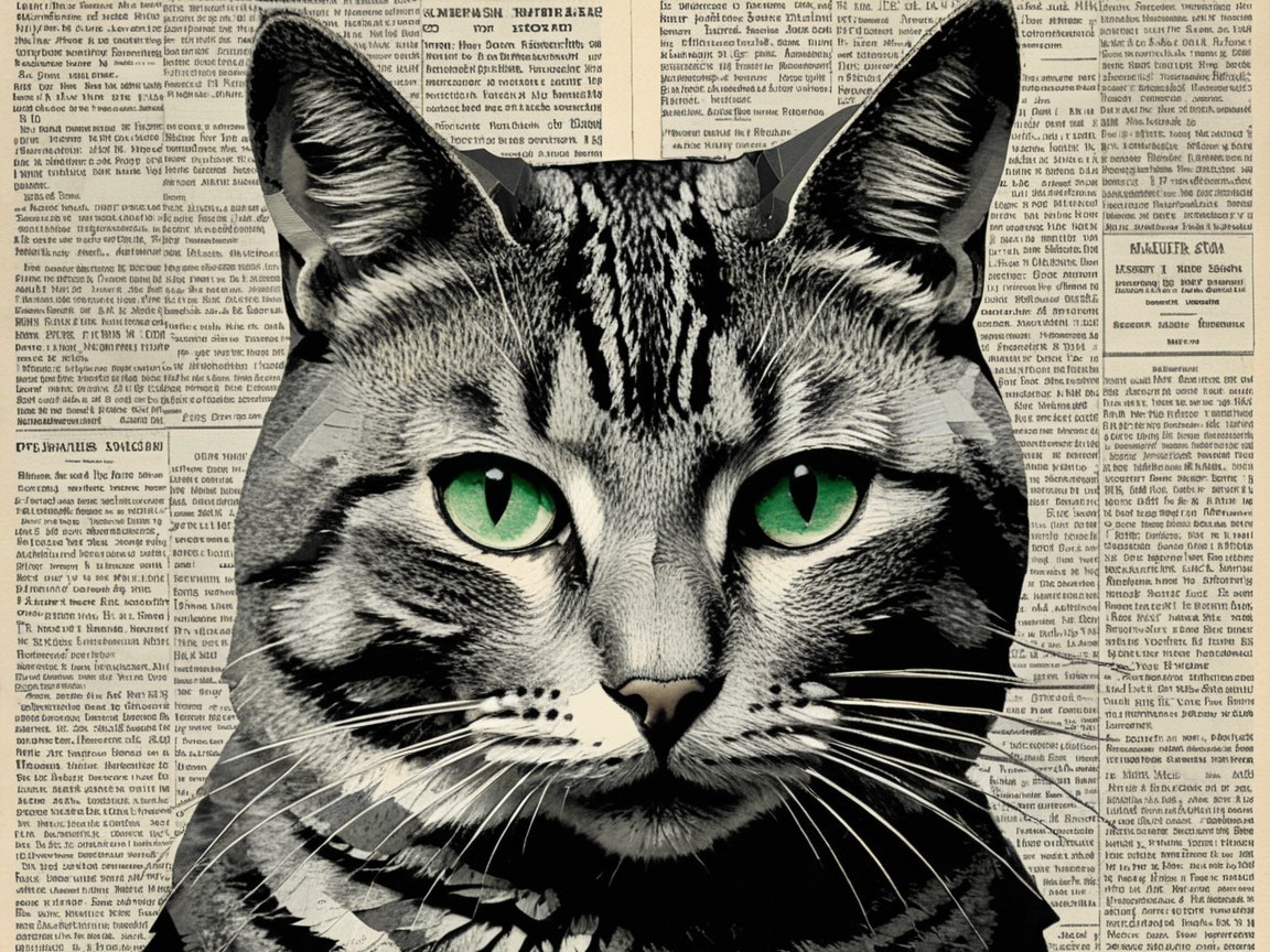 Bold Cat Illustration with Black and White Markings