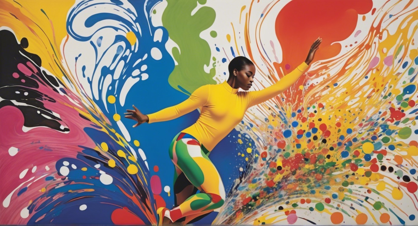 Dynamic Dancer in Vibrant Colorful Abstract Setting