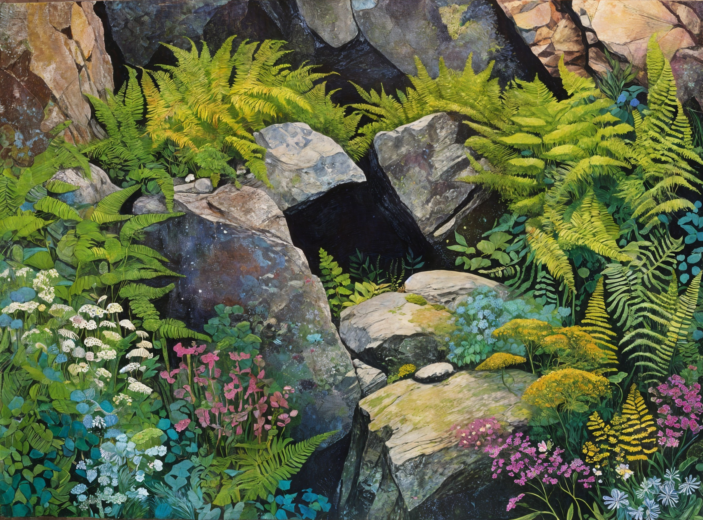 Vibrant Landscape of Greenery and Wildflowers